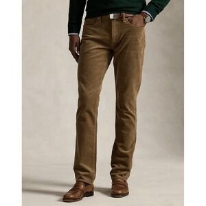 Polo Ralph Lauren Men's Varick Slim Straight Corduroy Pants Tan Size 34x32